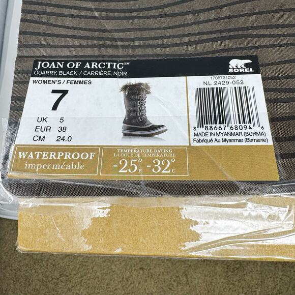 Sorel Joan of Arctic Winter Boots Grey Faux Fur Waterproof Snow Boots Size 7 - Picture 9 of 9